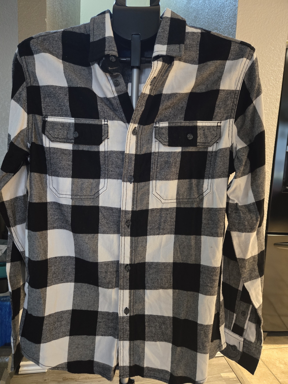 George Black and White Buffalo Check Lightweight Flannel Shirt Jacket  34/36